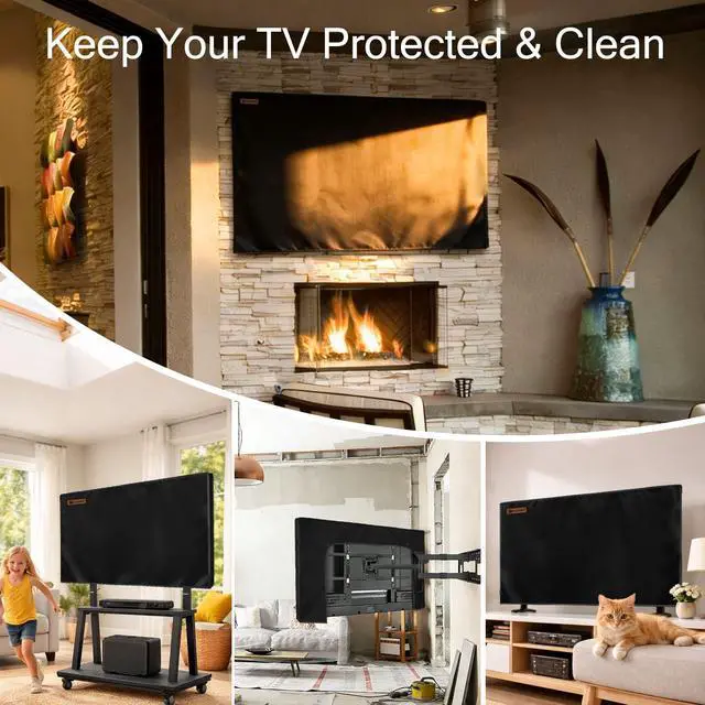 Alt view image 6 of 6 - Indoor TV Dust Cover, 60-65 inch Flat Screen TV Protective Cover | TV Screen Cover - Dustproof & Water Resistant, Scratch Protection for Kids & Pets, Open Back for Ventilation, Remote Pocket