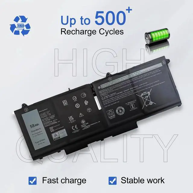 Alt view image 4 of 6 - 07KRV 58Wh Battery Replacement for Dell Latitude 5530 5430 5330 Precision P137G004 P137G006 3570 P104F005 P104F006 Laptop Series Notebook H4PVC O7KRV 0H4PVC Y86WG 0Y86W 15.2V 3625mAh 4-Cells
