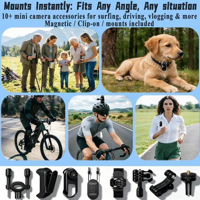 Alt view image 3 of 7 - Mini Body Camera with Audio, Thumb POV Cam, 1080P Deep Black | Sport Action Camera Hands Free Recording 1080P, Premium Portable Camcorder Anywhere for Cycling,Travel,Pet,Vlogging