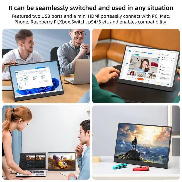 Alt view image 4 of 7 - 16 Inch Portable Gaming Monitor 144Hz 1200P FHD IPS,USB-C HDMI, Ultra Thin Second Screen for Laptop Switch PS5 Xbox, Eye Care Travel Monitor for Gamers