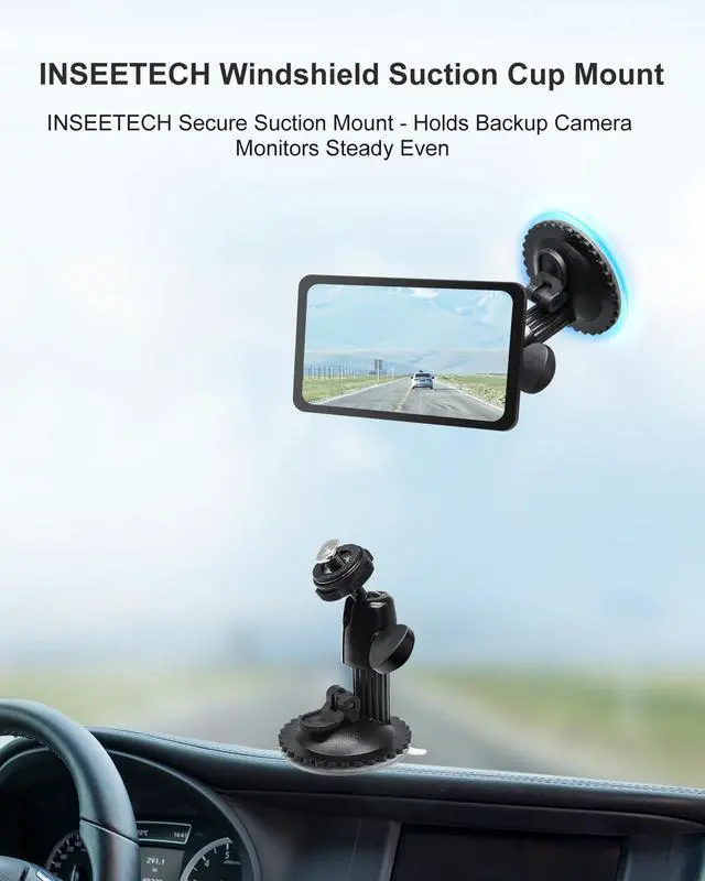 Alt view image 2 of 7 - Windshield Suction Mount for Backup Camera Monitor Heavy-Duty | 5kg Load Capacity, Metal Construction, 360° Adjustable Ball Head, No Drill Easy Install for Reverse Rear View Camera Display
