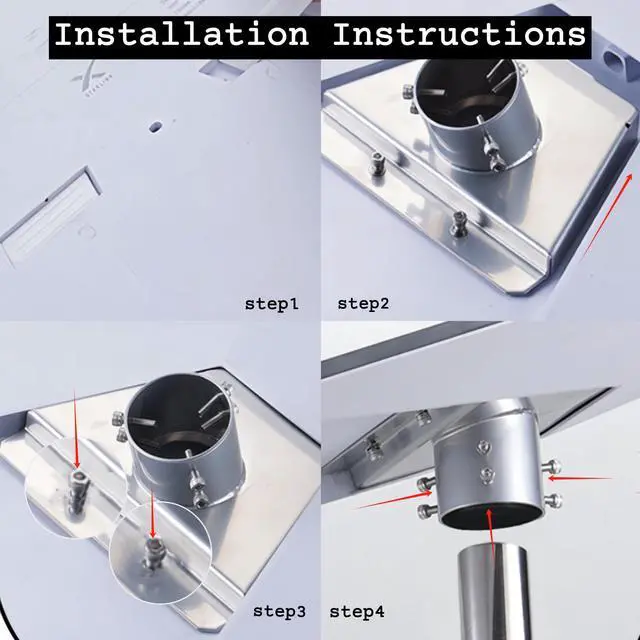 Alt view image 7 of 7 - Heavy Duty Starlink Pipe Adapter - Universal Pole Mount Kit for Standard & V3 Dish | Aluminum Alloy Mounting Adapter for Roof, RV, Wall, Yacht | Easy No-Tools Installation (Silver)