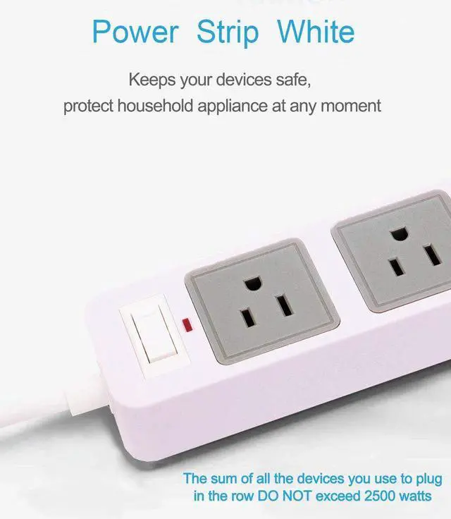 Alt view image 5 of 7 - 2 Prong Power Strip with USB, 2 Prong to 3 Prong Outlet Adapter with 4 USB Ports 6.6ft Extension Cord, 3 AC Outlets Flat Plug Surge Protector for Smartphone Tablets Home, Office and Hotel, White