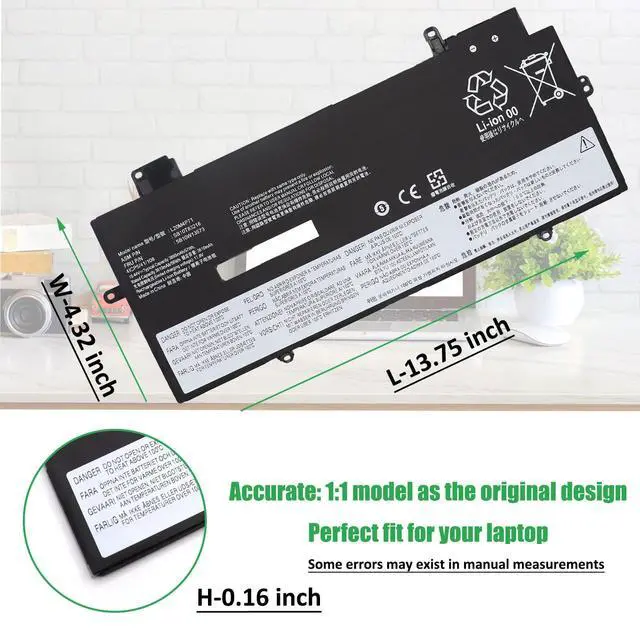 Alt view image 4 of 6 - L20C4P71 L20M4P71 Laptop Battery Replacement for Lenovo ThinkPad X1 Carbon 9th 10th 11th Gen X1 Yoga 6th 7th 8th Gen Series Notebook SB10T83216 5B10W13973 L20D4P71 L20L4P71 15.44V 57Wh