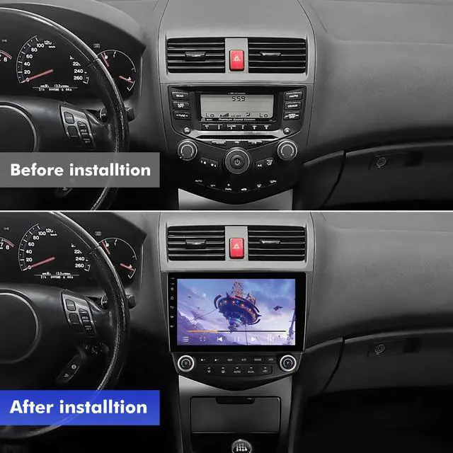 Alt view image 2 of 6 - Android 14 Car Stereo for Honda Accord 2003-2007, 10.1" IPS Touchscreen Radio with 2GB+32GB, Wireless CarPlay & Android Auto, GPS Navigation, WiFi, Bluetooth, Backup Camera, SWC