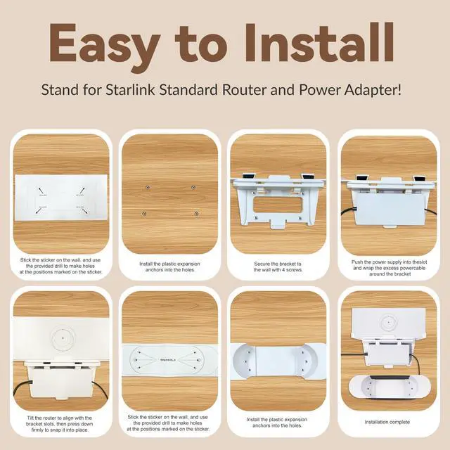 Alt view image 6 of 7 - for Starlink Gen 3 Router with Power Supply Mounting Kit & Cable Caddy, 3 in 1, Wall Holder for Starlink Standard V3 Mesh Router and Power Supply (White)
