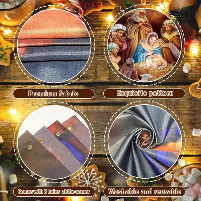 Alt view image 5 of 7 - Nativity Scene Christmas Garage Door Banner 16 x 7 ft, Large Christmas Garage Door Decorations Outdoor Backdrop Background for Photo Holy Nativity Party Outdoor Banner
