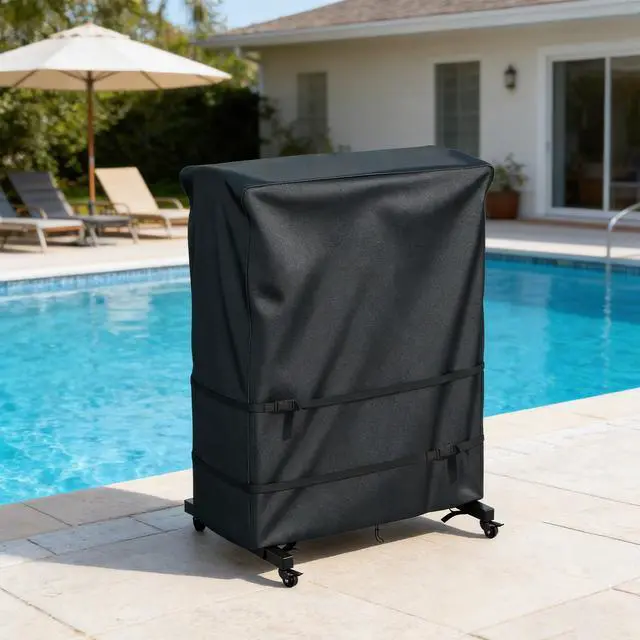 Alt view image 7 of 7 - Outdoor TV Cover,Waterproof Outdoor TV Stand Covers for Rolling Mobile TV Stand Cart (Black, 55"L x 15"W x 57"H)