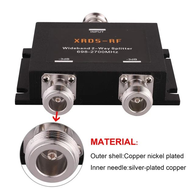 Alt view image 2 of 6 - Wide-Band 2 Way Splitter-3dB N Type Female-50 Ohm Cellular Signal Splitter for 4G/LTE System by -RF (NOT for TV) (Pack of 2)