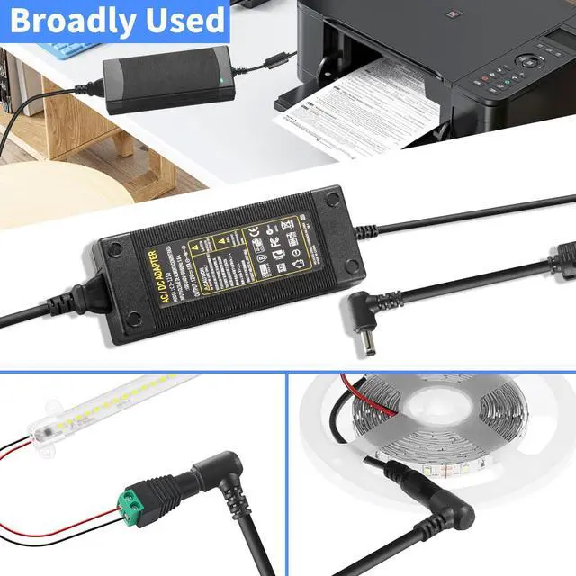 Alt view image 7 of 7 - 12V 10A Power Supply 120W 100V~240V AC to DC Adapter Converter Transformer,12 Volt 10 Amp Power Supply Adapter with 5.5mm x 2.5mm&2.1mm DC Output Jack for 12V Printe LED Strip Light CCTV Camera