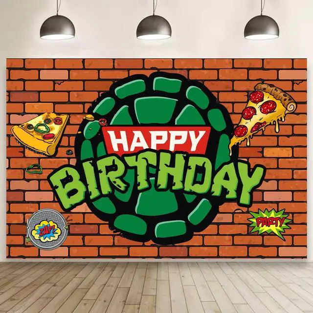 Main image of Cartoon for Turtles Happy Birthday Backdrop Birthday Party Supplies Kawaii Background for Boys Girls,Happy Birthday Banner Backdrop for Kids Party Decorations(5x3ft)