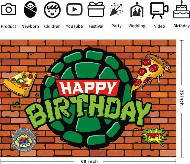 Alt view image 2 of 4 - Cartoon for Turtles Happy Birthday Backdrop Birthday Party Supplies Kawaii Background for Boys Girls,Happy Birthday Banner Backdrop for Kids Party Decorations(5x3ft)