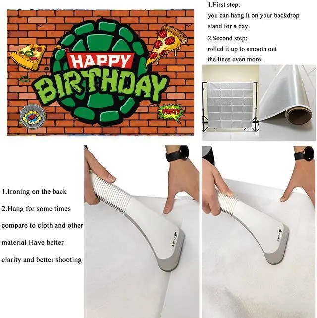 Alt view image 3 of 4 - Cartoon for Turtles Happy Birthday Backdrop Birthday Party Supplies Kawaii Background for Boys Girls,Happy Birthday Banner Backdrop for Kids Party Decorations(5x3ft)
