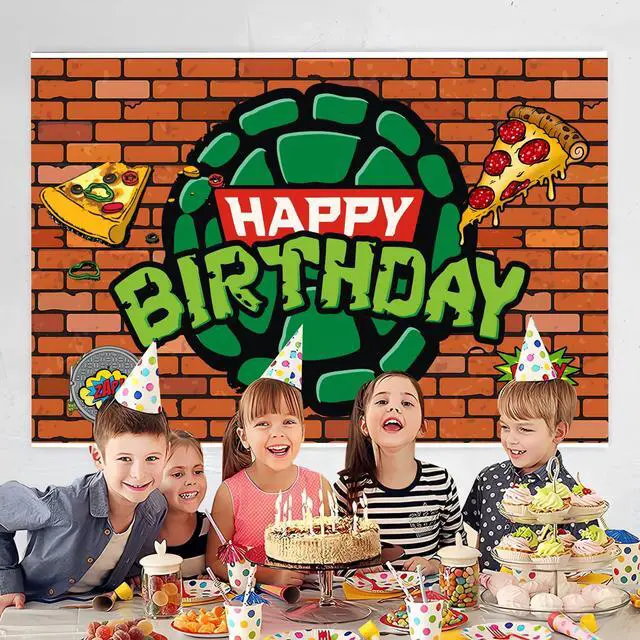 Alt view image 4 of 4 - Cartoon for Turtles Happy Birthday Backdrop Birthday Party Supplies Kawaii Background for Boys Girls,Happy Birthday Banner Backdrop for Kids Party Decorations(5x3ft)
