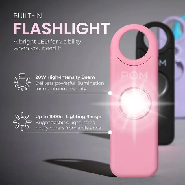 Alt view image 4 of 7 - Personal Safety Alarm for Women 130dB Loud Emergency Siren, USB-C Rechargeable with Bright LED Flashlight, Portable Keychain Design for Self Defense, Purse, Backpack & Travel (Pink)