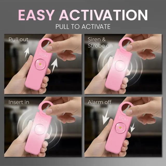 Alt view image 7 of 7 - Personal Safety Alarm for Women 130dB Loud Emergency Siren, USB-C Rechargeable with Bright LED Flashlight, Portable Keychain Design for Self Defense, Purse, Backpack & Travel (Pink)