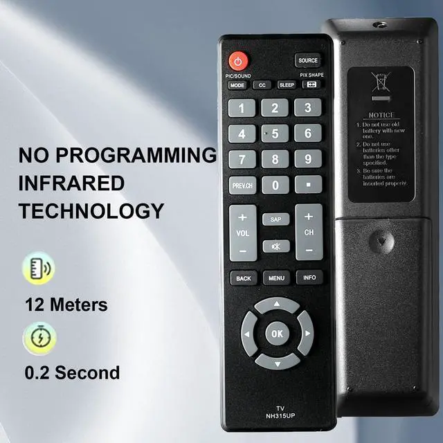 Alt view image 6 of 7 - NH315UP Universal Replacement Remote Control Compatible with All Sanyo LED LCD HDTV TV