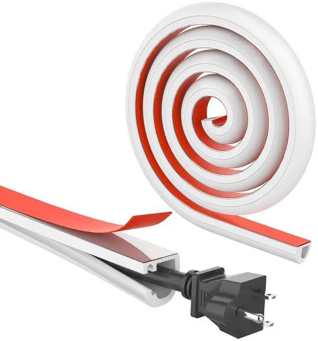 Main image of Wall Cord Hider 196 Inch Cable Hider for Wires, W0.59 H0.39in White | Self Adhesive, Flexible, PVC Material, for Wall Mount TV, Cord Cover, Cable Raceway