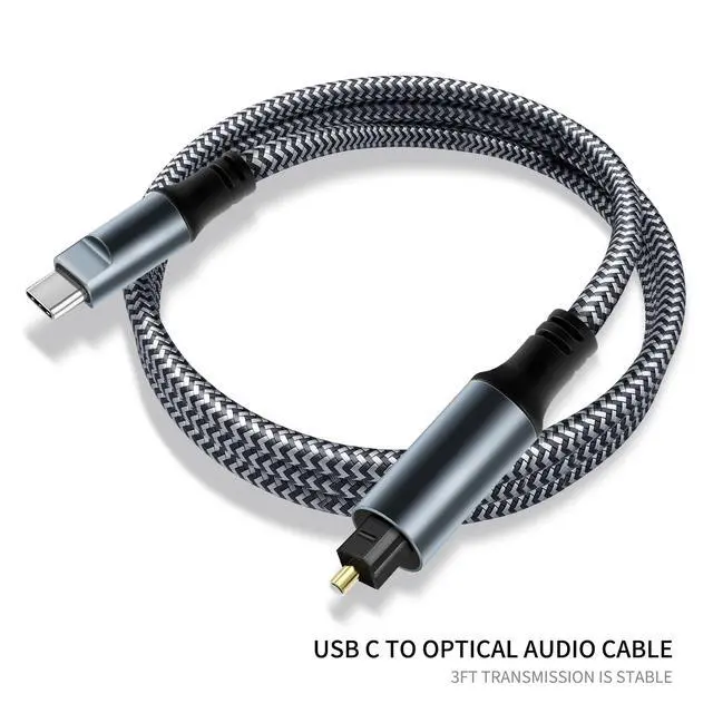 Alt view image 7 of 7 - Braided USB C to Optical Audio Cable 3Ft Unidirectional USB C to Toslink Optical for TV/Soundbar, Sony PS5,Speakers & Home Theater Systems