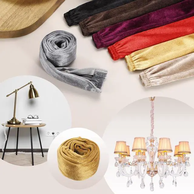 Alt view image 5 of 7 - 5.9ft Chandelier Chain Cord Cover, 2 Pcs Velvet Cloth Fabric Chain Sleeve Decorative Cord Covers for Chandelier Wires Swing Cable, Zipper Style, Gold