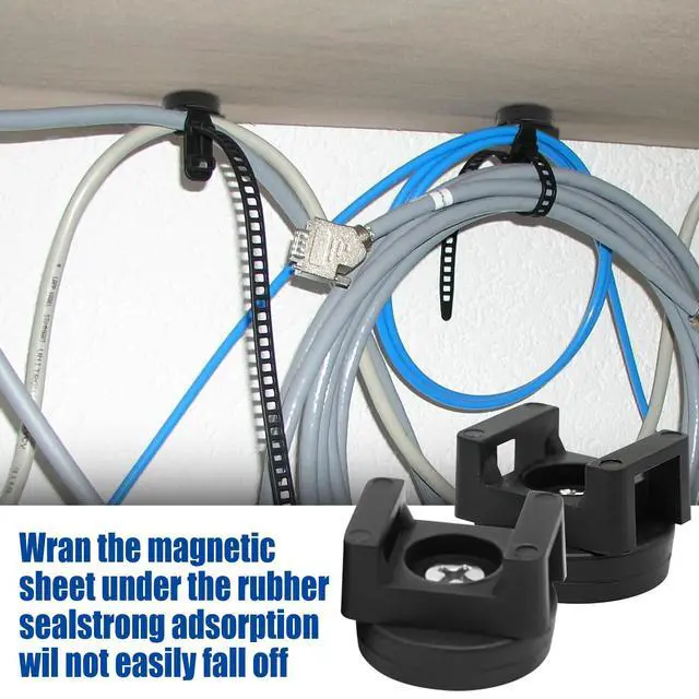 Alt view image 4 of 7 - Magnetic Cable Zip Tie Base, Heavy Duty 18lbs Vertical Tension, Multipurpose Wire Clips Management Holder, Supplies for Electrical Cable Wire Organization (22mm, Count, 20)