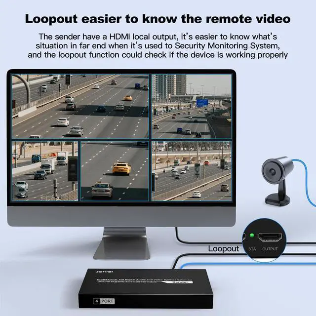 Alt view image 5 of 7 - 4K HDMI Extender Splitter 1x4 100M with Loopout | EDID copy, lossless 4K@30Hz, zero latency, 3D support., plug & play for TV/monitor/projector