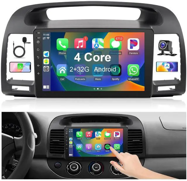 Main image of Car Radio for Toyota Camry 2002 2003 2004 2005 2006 Stereo | Replacement with Wireless Carplay Android Auto 9'' HD Touchscreen Buit-in GPS Navigation BT Backup Camera Microphone