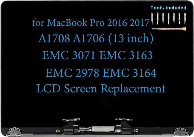 Main image of LCD Screen Replacement for MacBook Pro A1708 A1706 Late 2016 Mid 2017 EMC 3071 EMC 3163 EMC 3164 Retina Full LED Display Hinge Cover Assembly 661-05095 661-05096 (Silver)