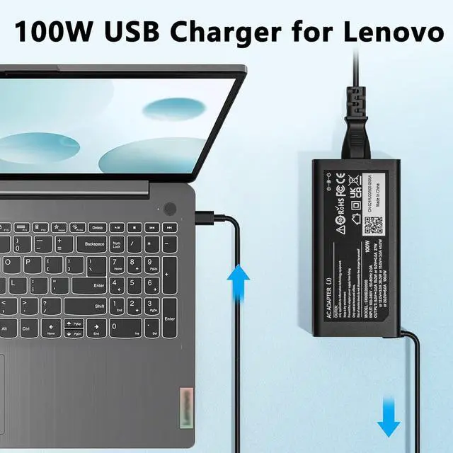 Alt view image 5 of 7 - 100W USB C Charger Compatible with Lenovo Yoga 9 9i 7 7i,ThinkBook 15 16,Yoga Slim 7 Pro ldeapad 5 Pro16 ADL100YLC3A SA11D52396 GX21J75543 5A11J62105 ThinkBook Yoga IdeaPad Type C Laptop Power Supply