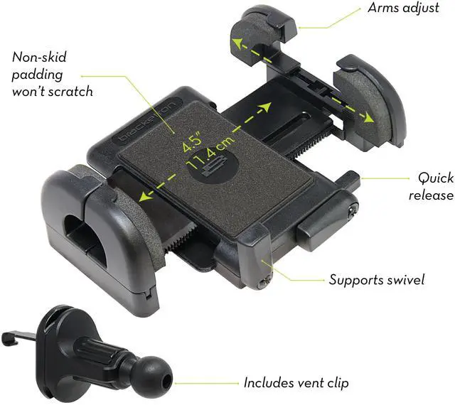 Alt view image 3 of 5 - Grip-iT Car Phone Holder, Vent Phone Mount, Quick Release | Universal vent phone mount with one-click release for iPhone, Samsung Galaxy, Google Pixel and other smartphones