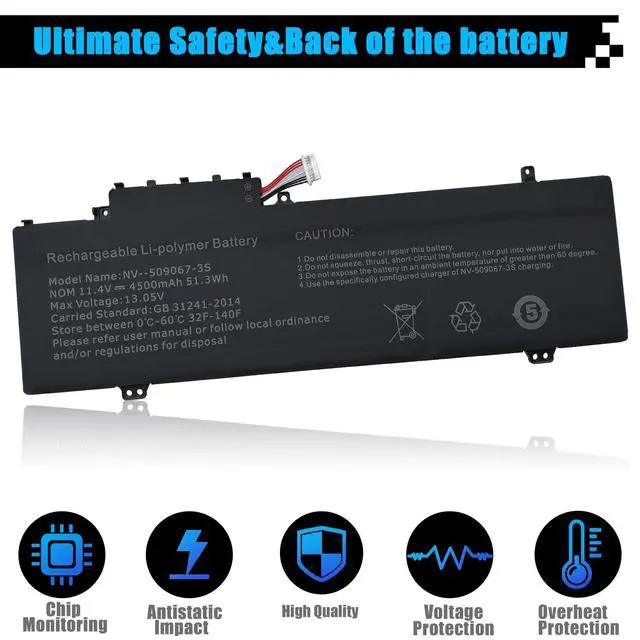 Alt view image 4 of 7 - NV-509067-3S Laptop Battery Replacement for Gateway GWTN141-10BK GWTN141-10BL GWTN141-10GR GWTN141-4 Gwtn141-4BL GWTN141-4BK GWTN156-5BL GWTN141-2BL 5376275P UTL-509068-3S 11.4V 51.3Wh