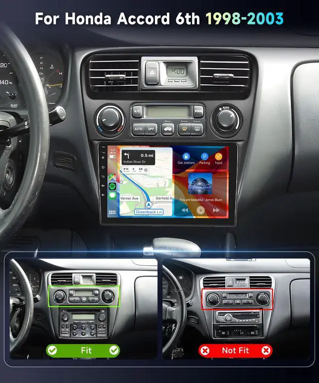 Alt view image 2 of 7 - 5Ghz WiFi Radio for Honda Accord 6th 1998-2003,Build-in DSP EQ Android 15 Car Stereo with Wireless Carplay Android Auto,5.0 Bluetooth,9inch HD IPS Touch Screen,GPS,FM/RDS AHD Backup Camera