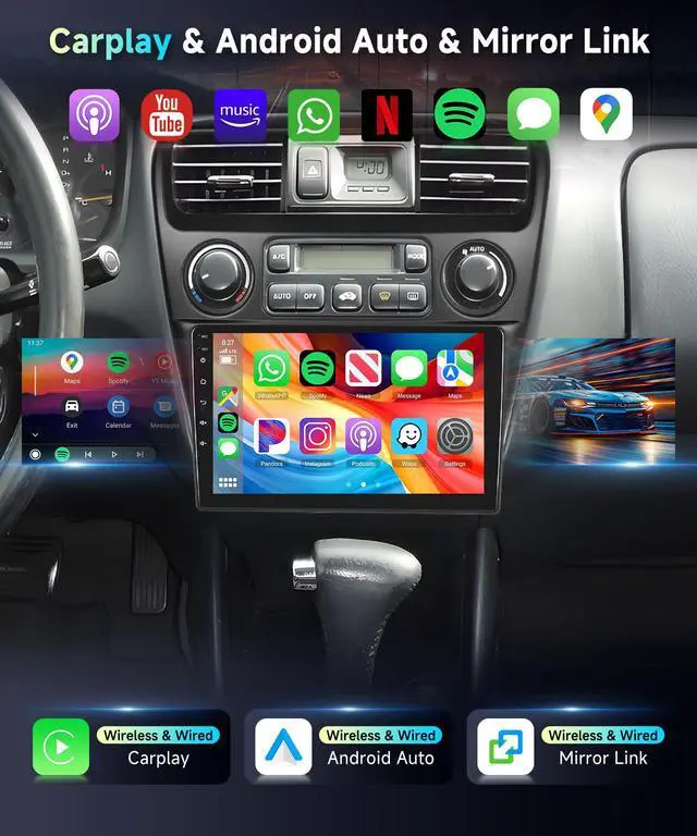 Alt view image 4 of 7 - 5Ghz WiFi Radio for Honda Accord 6th 1998-2003,Build-in DSP EQ Android 15 Car Stereo with Wireless Carplay Android Auto,5.0 Bluetooth,9inch HD IPS Touch Screen,GPS,FM/RDS AHD Backup Camera