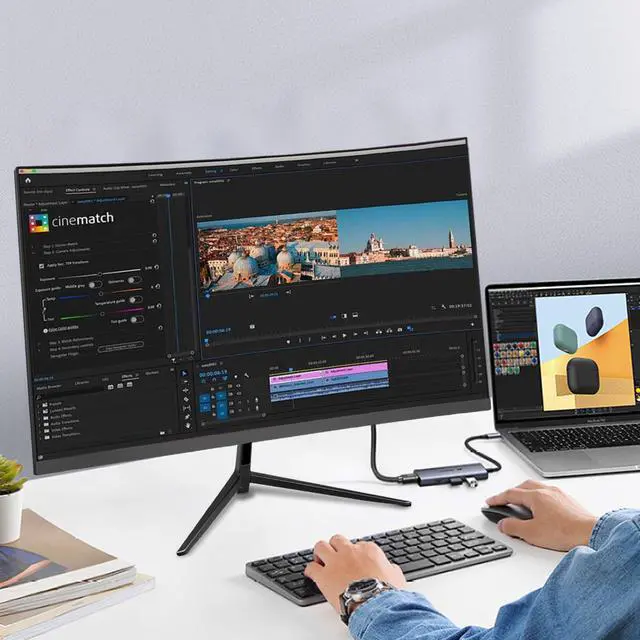 Alt view image 7 of 7 - 24 Inch Curved 1080P Gaming Monitor, 1800R FHD 100Hz Computer Monitor, 3ms Response Time, FreeSync, Eye-Care, HDMI/DP, Built-in Speakers, VESA Mount