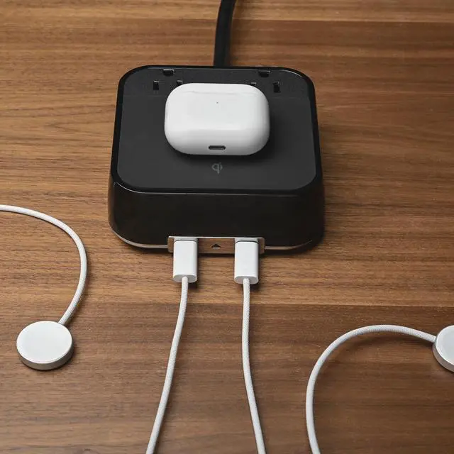 Alt view image 2 of 7 - CubieVia - Tabletop Power Strip Wireless Charging Station with Outlets and USB Ports
