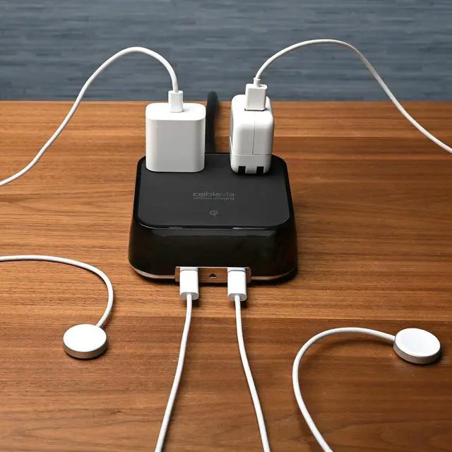 Alt view image 4 of 7 - CubieVia - Tabletop Power Strip Wireless Charging Station with Outlets and USB Ports