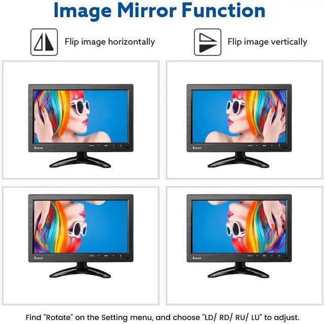 Alt view image 3 of 7 - 10 Inch 1024x600 Monitor with HDMI/VGA/BNC/AV/USB Inputs for PC & DVD | Built-in Speakers, Remote Control, Lightweight, Ideal for Security Monitor, Works Well as Video Display for Home and Office