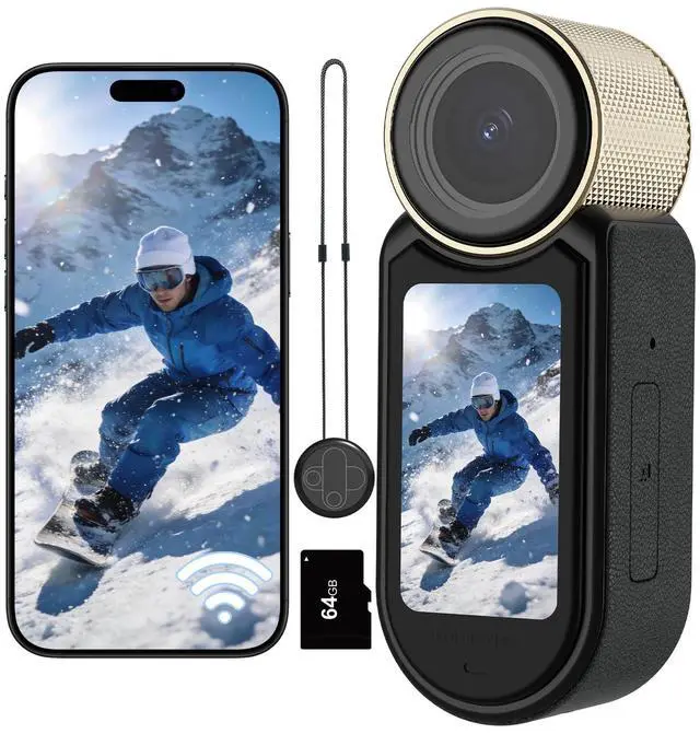 Main image of Mini Body Camera 2.7K with 64GB Thumb Cam for Hands-Free POV Vlogging | 1.47" HD Screen, WiFi App Preview & Transfer, 101° Wide-Angle, 2.7K Video, 48g Lightweight for YouTube Travel Cycling