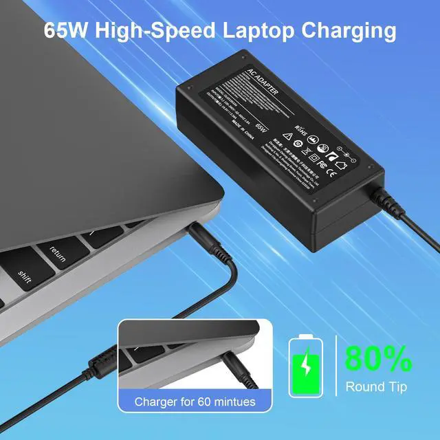 Alt view image 3 of 7 - 65W Charger Compatible with Dell Inspiron Latitude Series 2 Tips | AC Adapter for Inspiron 13/14/15/16, Latitude 5490/5420/5400/5500 Power Supply Cord Replacement 4.5*3.0mm &7.4*5.0mm