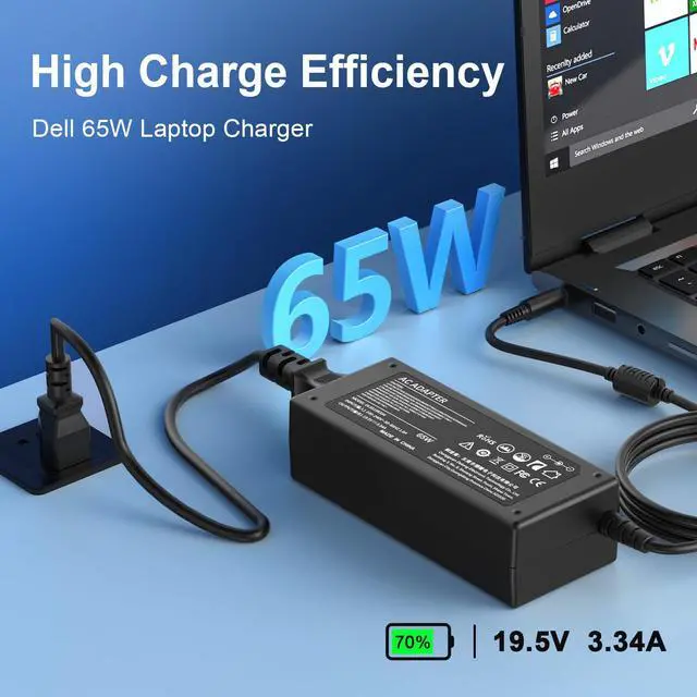 Alt view image 2 of 7 - 65W Charger Compatible with Dell Inspiron Latitude Series 2 Tips | AC Adapter for Inspiron 13/14/15/16, Latitude 5490/5420/5400/5500 Power Supply Cord Replacement 4.5*3.0mm &7.4*5.0mm