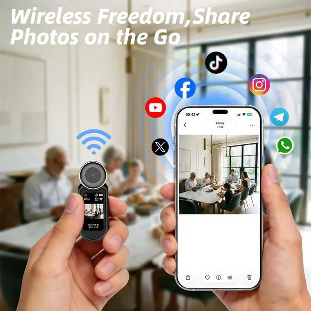 Alt view image 7 of 7 - Mini Body Camera 2.7K with 64GB Thumb Cam for Hands-Free POV Vlogging | 1.47" HD Screen, WiFi App Preview & Transfer, 101° Wide-Angle, 2.7K Video, 48g Lightweight for YouTube Travel Cycling
