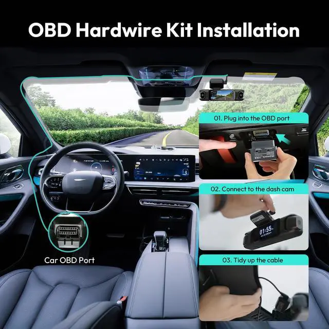 Alt view image 5 of 7 - Dash Cam OBD Hardwire Kit Power Cable Type USB C Port, for Dash Camera, Low Voltage Protection, Supports Parking Mode