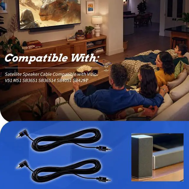 Alt view image 2 of 7 - Satellite Speaker Cable,Plug and Play,Gray & Blue,24.4 Feet,1Pc | Fit for Vizio V51 M51 SB3651 SB36514 SB4051 SB4251 Sound Bar Satellite Speakers