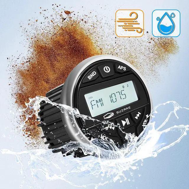 Alt view image 6 of 6 - Marine Radio Bluetooth Stereo Audio Waterproof Radio Boats FM AM Gauge Stereo Golf Cart Marine Stereo Receiver Audio Systems for RV UTV Yacht