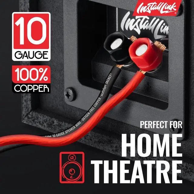 Alt view image 2 of 7 - 10 AWG Gauge Speaker Wire (50 Feet) Car or Home Theater (OFC) | Pure OFC Copper, 10/2 Speaker Cable, 2-Conductor, Frosted Red/Black, Easy Strip, Polarity ID, for Car Audio & Home Stereo
