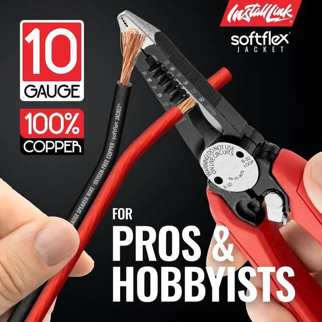 Alt view image 3 of 7 - 10 AWG Gauge Speaker Wire (50 Feet) Car or Home Theater (OFC) | Pure OFC Copper, 10/2 Speaker Cable, 2-Conductor, Frosted Red/Black, Easy Strip, Polarity ID, for Car Audio & Home Stereo