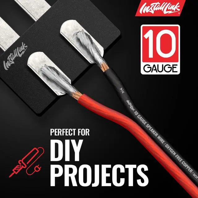 Alt view image 6 of 7 - 10 AWG Gauge Speaker Wire (50 Feet) Car or Home Theater (OFC) | Pure OFC Copper, 10/2 Speaker Cable, 2-Conductor, Frosted Red/Black, Easy Strip, Polarity ID, for Car Audio & Home Stereo