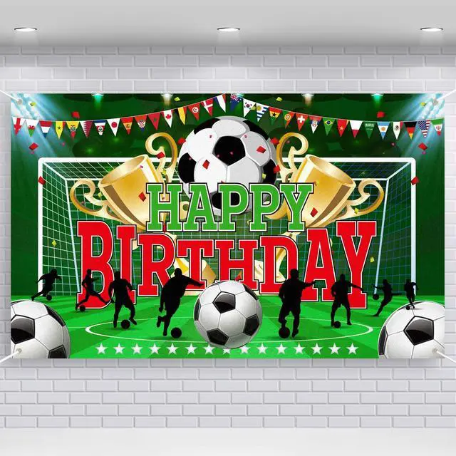 Main image of Soccer Party Backdrop Sports Themed Party Decoration Soccer Happy Birthday Banner Wall Hanging Decor Photo Background for Holiday Birthday Party Supplies, 70.8 x 43.3 Inches