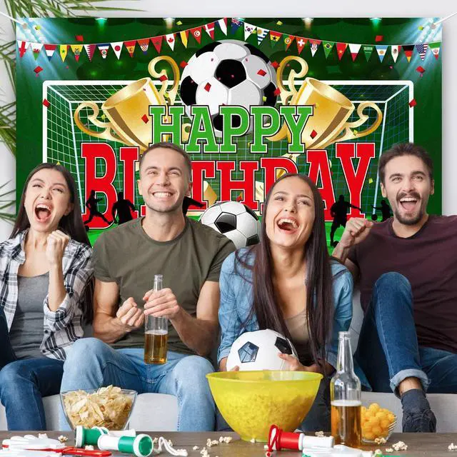 Alt view image 6 of 7 - Soccer Party Backdrop Sports Themed Party Decoration Soccer Happy Birthday Banner Wall Hanging Decor Photo Background for Holiday Birthday Party Supplies, 70.8 x 43.3 Inches