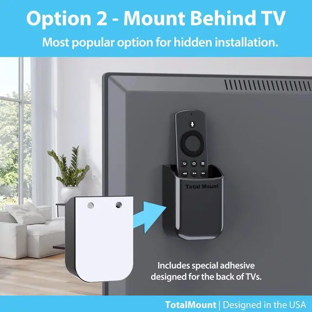 Alt view image 4 of 7 - Universal Remote Holders Place on Wall or Back of TV | Designed in the USA Premium, Black Remote Control Holders (Medium, 2 Pack)